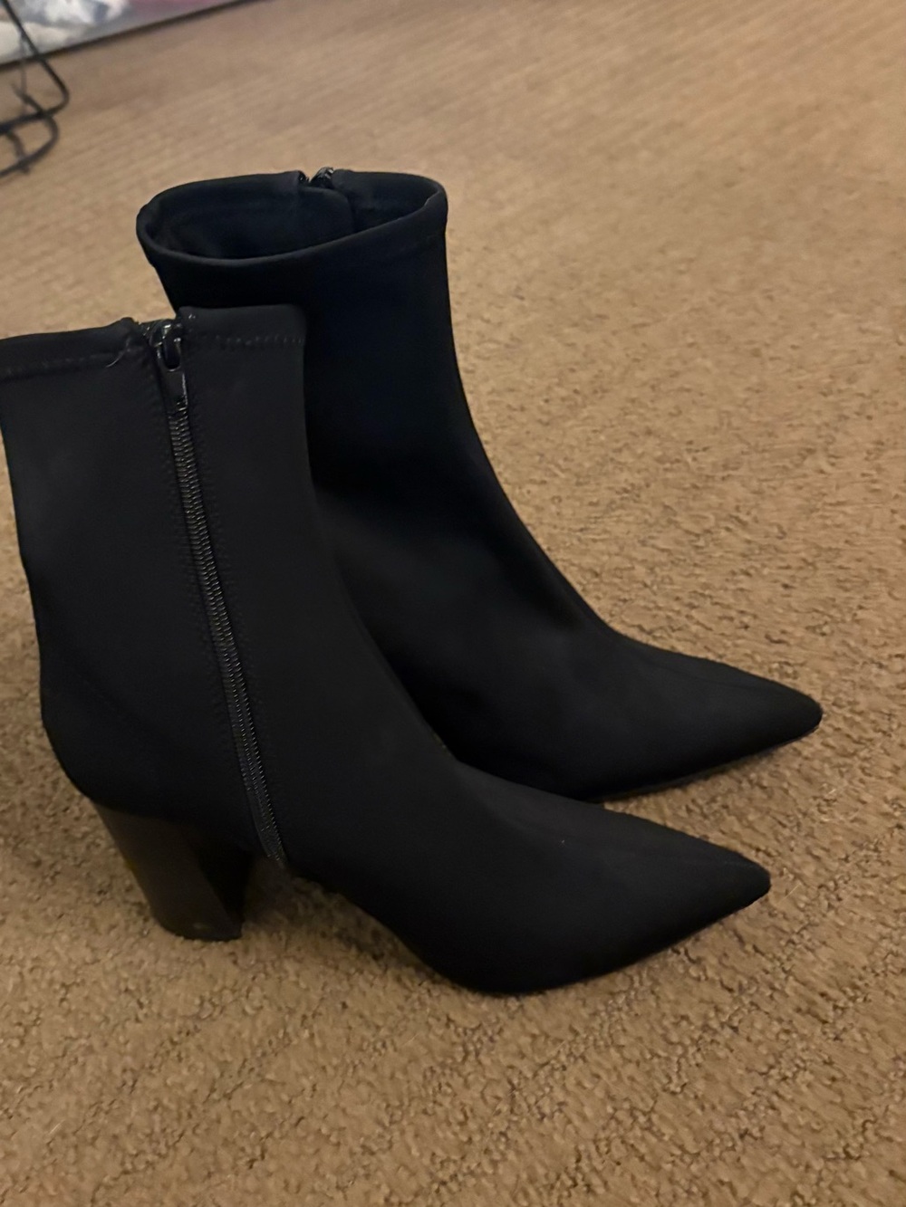Jeffrey Campbell Black Pointed Toe Block Heel Ankle Boots
